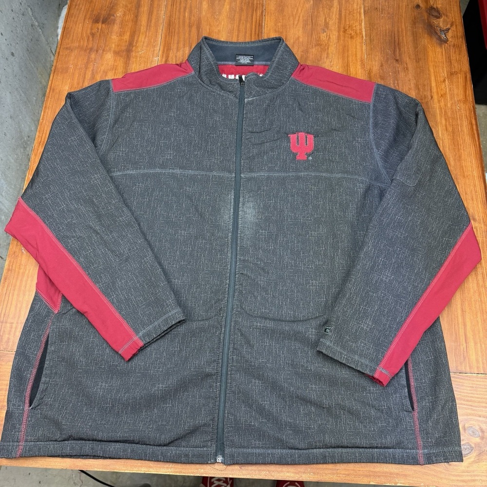 Colosseum Indiana Hoosiers Jacket Mens 3XLT Big Tall Full Zip Gray Red IU Fan
